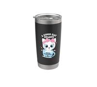Une bonne journée commence par un café et un chat Gobelet isotherme en acier inoxydable double paroi