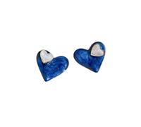 Une boucle d’oreille en forme de cœur bleue à deux faces, 2022, petite et unique, avec un sens du design et du tempérament pour les femmes.