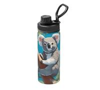 Une bouteille d'eau en acier inoxydable imprimé koala heureux - 532 ml - Tasse isotherme durable pour la course, la randonnée, le cyclisme et l'alpinisme