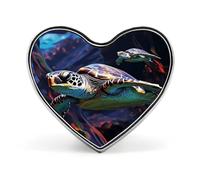 Une broche colorée en forme de tortue de mer tropicale en forme de cœur en alliage d'aluminium, broche tendance exquise pour robe, chapeau, sac, costume, cravate, accessoires de mariage, bijoux