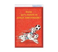 Une Carte 101 dalmatiens Joyeux Anniversaire - Enfant ou Adulte - carterie Sport Football Foot - Carte Rigolo - Chien Sportif - garçon ou Fille
