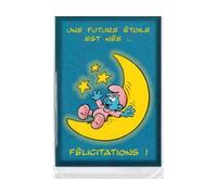 Une Carte de Naissance : bébé schtroumpf et Une enveloppe - Enfant ou Adulte - carterie Dessin animé - Carte Rigolo - félicitations