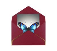 Une carte de vœux imprimée papillon bleu, demi pliée pour les cartes d'anniversaire, de mariage, de fête.