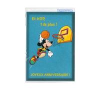Une Carte Joyeux Anniversaire Mickey Fait du Basket et Une enveloppe - Enfant ou Adulte - carterie Dessin animé - Carte Rigolo - Sport