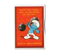 Une Carte Joyeux Anniversaire schtroumpf Costaud et Une enveloppe - Enfant ou Adulte - carterie Dessin animé - Carte Rigolo - Sport