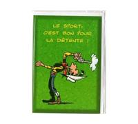Une Carte pour Lucky Luke Le Sport C'est Bon pour la détente + 1 enveloppe - Enfant ou Adulte - carterie Dessin animé - garçon ou Fille