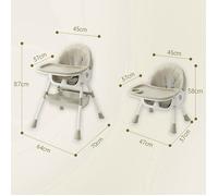 UNE CHAISE DE SALLE À MANGER MULTI-MODE POUR RÉPONDRE AUX DIFFÉRENTES ÉTAPES DE CROISSANCE DES BÉBÉS, BLANC CASSÉ,70*64*87CM.