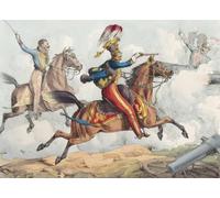 Une charge de cavalerie contre l'artillerie dans une bataille du XIXe siècle. Après une œuvre de Henry Alkin publiée à Londres 1824. Affiche imprimée par Ken Welsh (17 x 12)