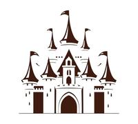 une charmante silhouette d'un château de conte de fées classique parfait Stickers muraux 67.2x69.4cm Fourni avec un kit de film de transfert Café