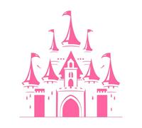 une charmante silhouette d'un château de conte de fées classique parfait Stickers muraux 67.2x69.4cm Stickers pour vitres Rose