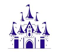 une charmante silhouette d'un château de conte de fées classique parfait Stickers muraux en vinyle 42x43.4cm Ne se décolle pas Bleu foncé