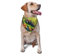 Une chenille dans un jardin ensoleillé imprimé graphique triangle écharpe pour chiens et chats, bandana mignon réglable pour animaux de compagnie et séances photo