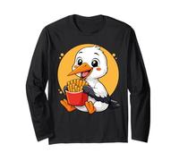 Une Cigogne Mangeant des Frites est Un Amateur Amusant de Nourriture pour Animaux Kawaii Manche Longue