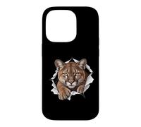 Une Cougar drôle Jette Un Coup d'œil à Une Mignonne Amoureuse des Animaux du Zoo Coque pour iPhone 14 Pro