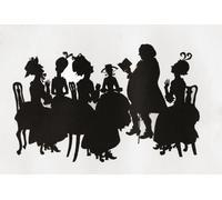Une coupe de papier ou une silhouette de Samuel Richardson lisant Clarissa à ses muses et remerciements. Samuel Richardson 1689 1761 Écrivain et imprimeur anglais. From A Bookman's Budget publié en