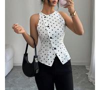 Une dame tisse une élégante chemise d'été sans manches L,M,S,XLGéométriqueTissu tissé