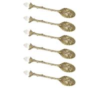 Une demi-douzaine de cuillères de service antirouille pour mélange de fleurs pour lait glacé, condiments, utilisation de fête, vieille cuillère à mélange en métal incisé