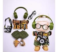 Une, deux et trois générations de vêtements labu, ensemble d'os de poisson, ensemble de six pièces, 17 cm (vêtements camouflage + pantalon + bottes Martin + écouteurs + lunettes + appareil photo)