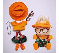Une, deux et trois générations de vêtements labu, ensemble d'os de poisson, ensemble de six pièces, 17 cm (chemise orange + chapeau + salopettes + chaussures + collier + lunettes)