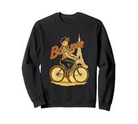 Une élégante Parisienne chevauche Un vélo Tenant Une Baguette Sweatshirt