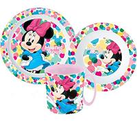 UNE Ensemble de vaisselle pour enfant avec assiette, bol à céréales et gobelet avec couverts (réutilisable) compatible avec Minnie Mouse
