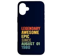Une épopée légendaire et géniale depuis le 1er août : Funny Birthday 1980 Coque pour iPhone 16 Plus