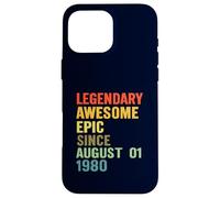 Une épopée légendaire et géniale depuis le 1er août : Funny Birthday 1980 Coque pour iPhone 16 Pro Max