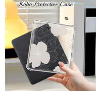 Une étui Kobo purement beau, frais et charmant avec un motif de fleurs à lignes blanches transparentes, en matériau TPU transparent offrant une protection anti-chute, convient pour Kobo PlantesTPU