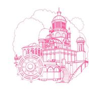 une expérience visuelle dynamique d'un dessin à moitié terminé d'une académie steampunk de New York Stickers muraux 54.6x54.6cm Plusieurs tailles disponibles Rose