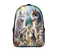 une famille de loups dans le jardin 3d imprimé sacs d'école 2 compartiment fashion décontracté animaux bestiaux petit sac a dos 12 ans et plus filles garçon sac d'école-16, pour les voyages affaires
