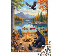 Une Famille d'ours Autour d'un feu de Camp Puzzle Paysage côtier 1000 Pezzi Cartone Riciclato per Adulti E Ragazzi, Rilassante Sfida, Idea Regalo Originale Premium Immagini Vibranti 52x38cm/1000pcs