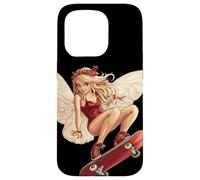 Une fée amusante dans une aventure de skate pour adultes et enfants Coque pour iPhone 15 Pro