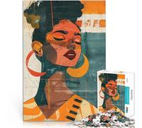 Une Femme Africaine Heureuse Puzzles 1000 pièces pour Adolescents Jeux Amusants Chaque pièce est Unique - Jeu Familial Stimulant et Amusant 38x26cm