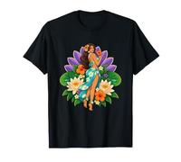 Une Femme des îles Tropicales émerge d'une grappe de Fleurs Sauvages T-Shirt