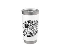 Une femme drôle avec mon mari est la preuve que j'ai de la patience en matière de mariage Gobelet isotherme en acier inoxydable double paroi