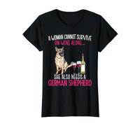 Une Femme ne Peut survivre Seule avec du vin, Une bergère Allemande T-Shirt Graphique avec Valeur