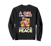 Une Fille et Ses Animaux Vivant en Paix Mignon Gardien de Zoo Sweatshirt