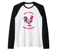 Une fille qui aime les poulets, les fleurs de poulet, fermier Manche Raglan