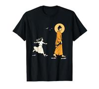 Une Fille Suivant Les Traces de Bouddha, Pleine Conscience spirituelle T-Shirt Graphique avec Valeur
