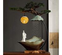 Une Fontaine d'eau Zen, élément d'eau d'intérieur, Petite Fontaine d'eau de Table avec lumière LED, décoration de Salle de Bureau Feng Shui Bouddha 28,7 Pouces