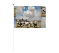 Une grande ferme. 6 drapeaux imprimés double face de 14 x 20,8 cm, adaptés pour encourager les activités d'équipe