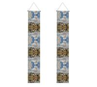 Une grande ferme Bannière de porche à motifs - Bannière décorative à suspendre à la porte d'entrée, panneau de bienvenue festif pour la maison