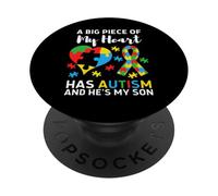 Une Grande Partie de Mon cœur est autiste et C'est Mon Fils PopSockets PopGrip Adhésif