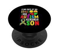 Une Grande Partie de Mon cœur est autiste et C'est Mon Fils PopSockets PopGrip Adhésif