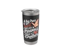 Une grande partie de mon cœur vit au paradis et c'est mon frère Gobelet isotherme en acier inoxydable double paroi