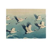 Une grue blanche vole dans le ciel Puzzle en bois de 500 pièces pour adultes Puzzle difficile pour taille de jeu 38,1 x 50,1 cm
