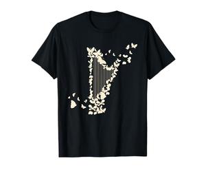 Une Harpe Avec Des Papillons Harpiste T-Shirt