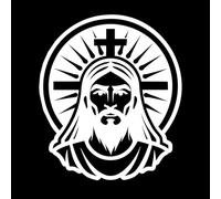 une icône de style glyphe du symbole de Jésus-Christ Stickers muraux 67.2x77.9cm Décoration de carrosserie Blanc