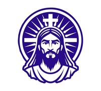 une icône de style glyphe du symbole de Jésus-Christ Stickers muraux en vinyle 54.6x63.3cm Décoration de magasin Bleu foncé