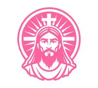 une icône de style glyphe du symbole de Jésus-Christ Stickers muraux en vinyle 67.2x77.9cm Culture du tatouage Rose